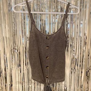 Grey tank top with a tie front.
